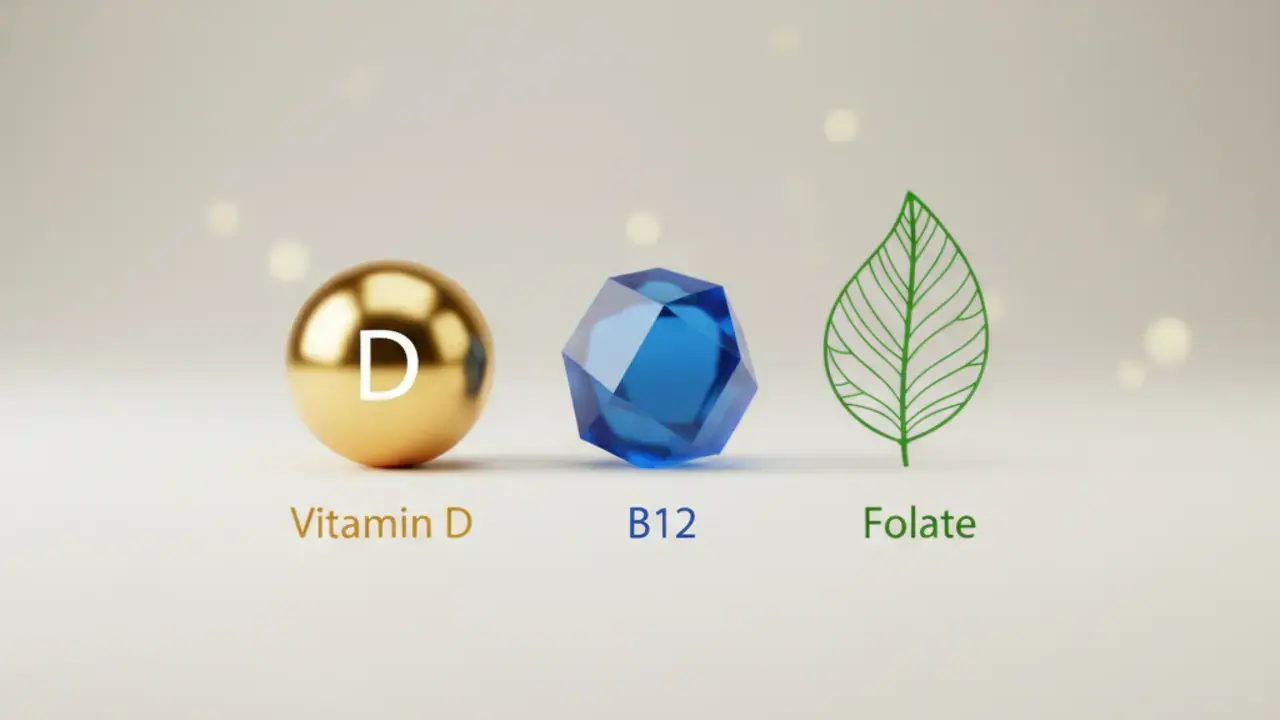 Equipe geriátrica realizando avaliação integrada de vitaminas D, B12 e folato para idosos com deficiências vitamínicas.